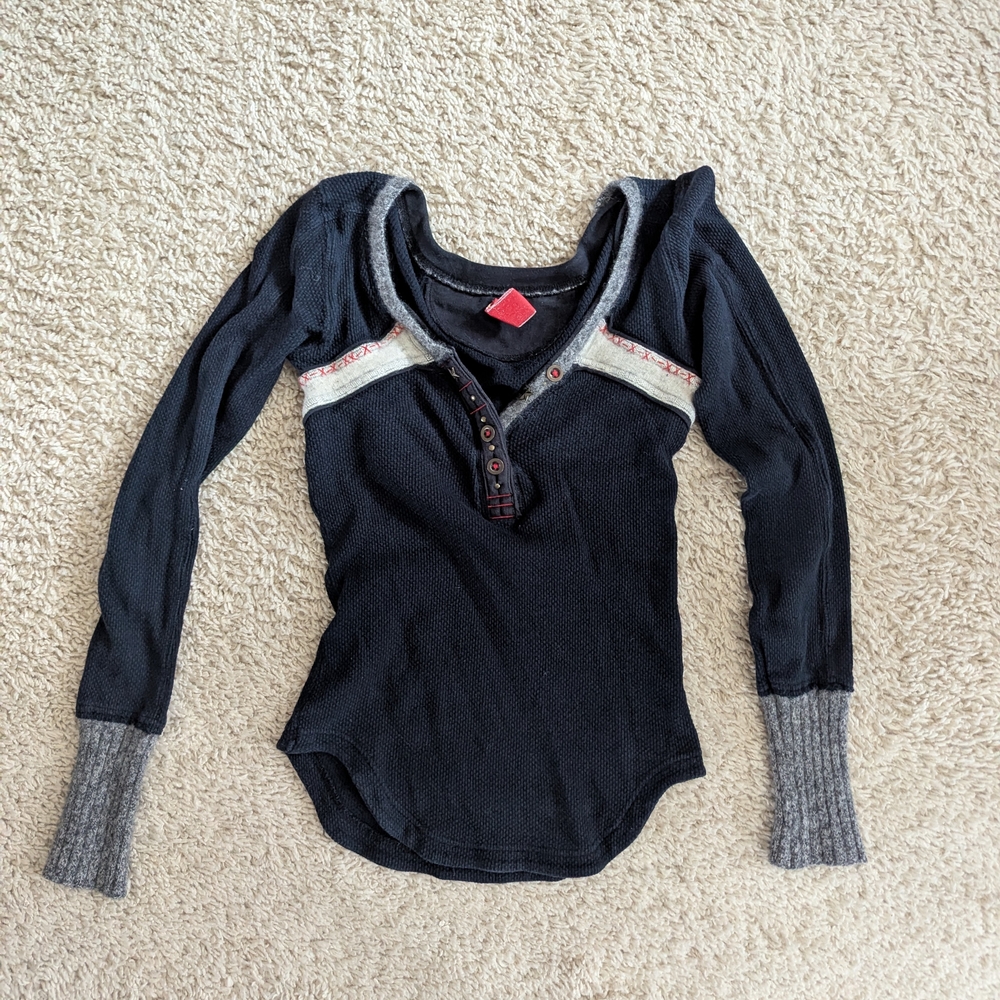 Free People Vintage Henley Top